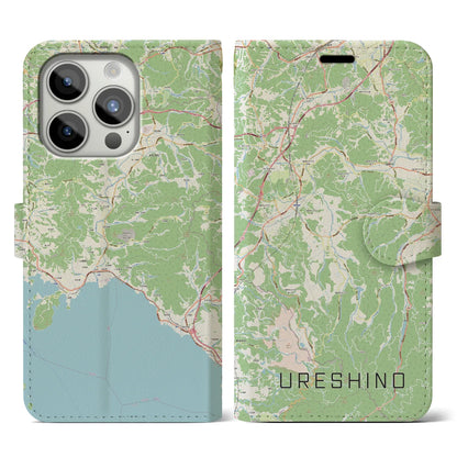 【嬉野（佐賀県）】地図柄iPhoneケース（手帳タイプ）ナチュラル・iPhone 15 Pro 用