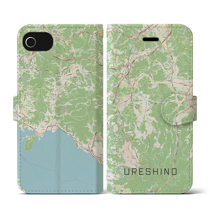 【嬉野（佐賀県）】地図柄iPhoneケース（手帳タイプ）ナチュラル・iPhone SE（第3 / 第2世代） / 8 / 7 / 6s / 6 用