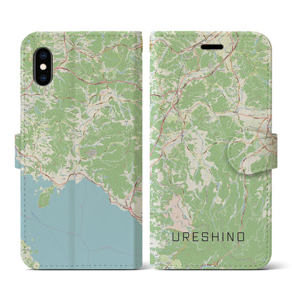 【嬉野（佐賀県）】地図柄iPhoneケース（手帳タイプ）ナチュラル・iPhone XS / X 用