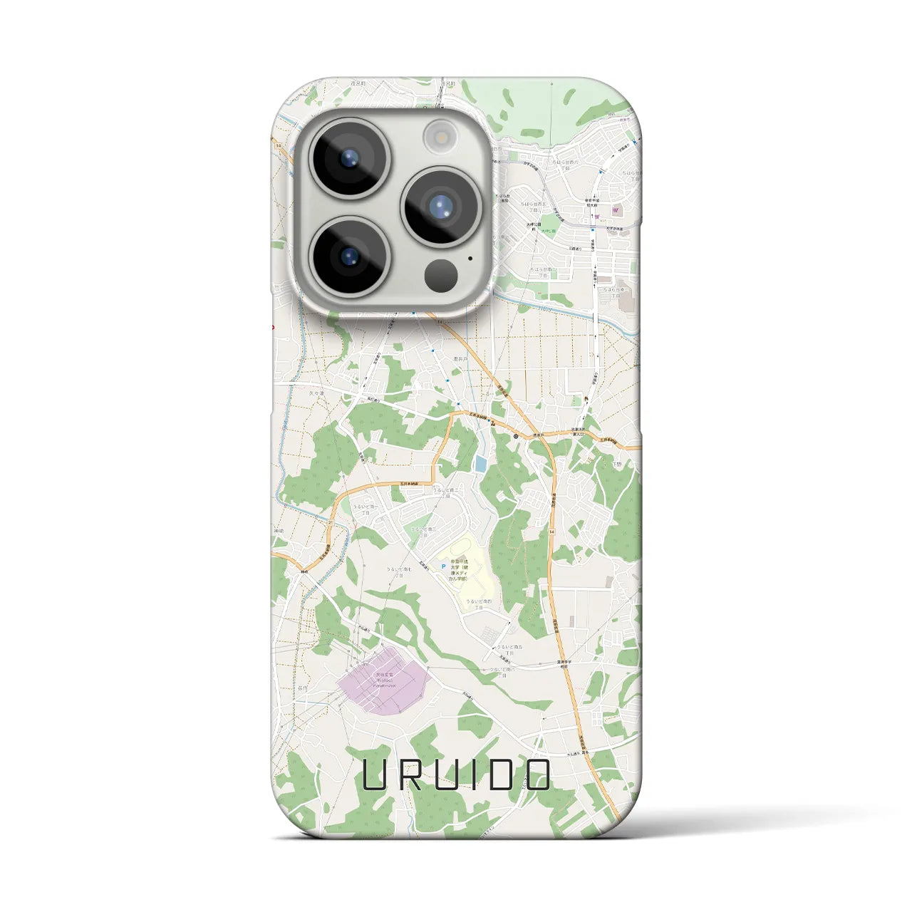 【潤井戸】地図柄iPhoneケース（バックカバータイプ・ナチュラル）iPhone 15 Pro 用
