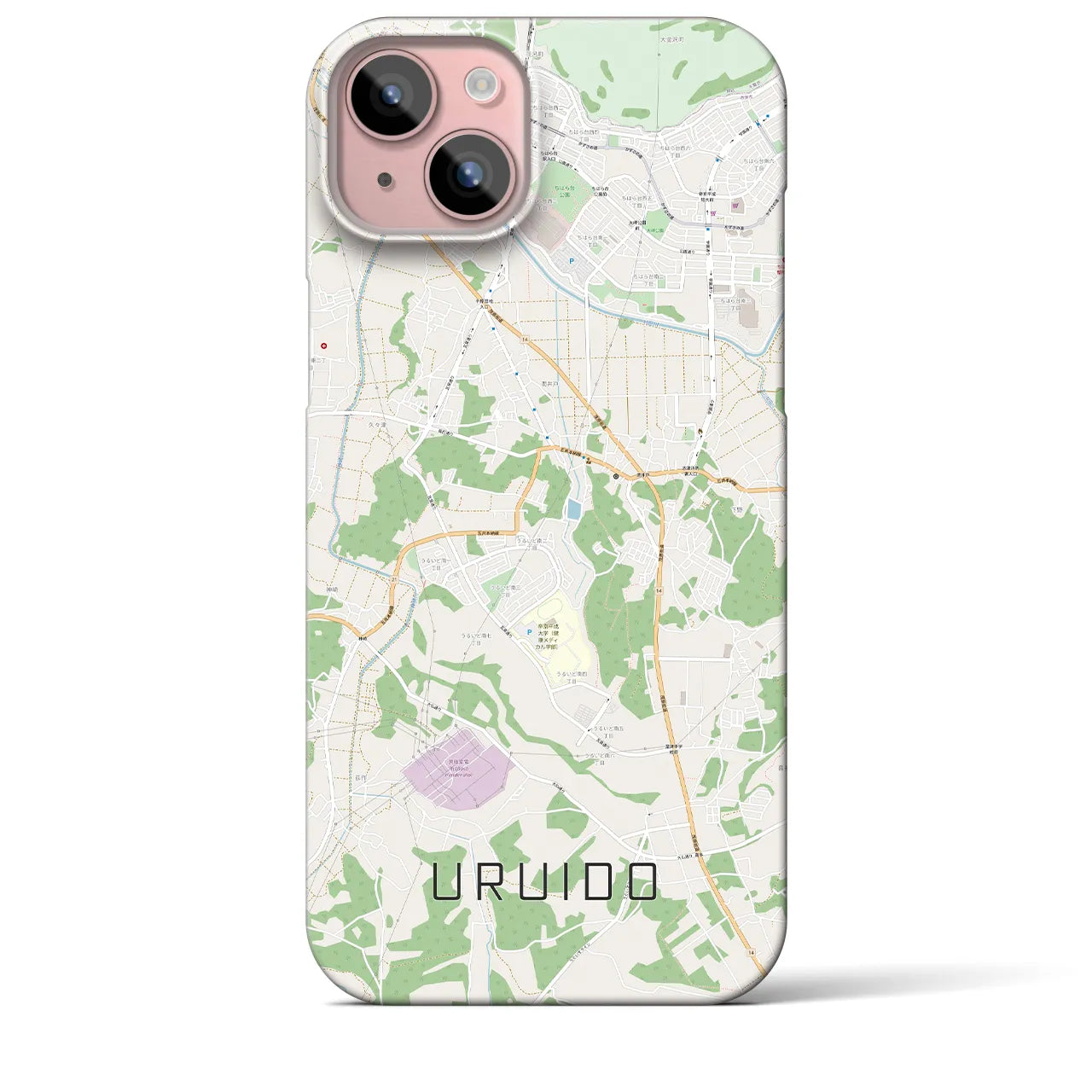 【潤井戸】地図柄iPhoneケース（バックカバータイプ・ナチュラル）iPhone 15 Plus 用