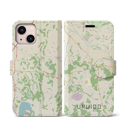 【潤井戸（千葉県）】地図柄iPhoneケース（手帳タイプ）ナチュラル・iPhone 13 mini 用