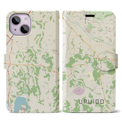 【潤井戸（千葉県）】地図柄iPhoneケース（手帳タイプ）ナチュラル・iPhone 14 用