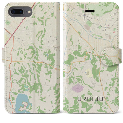 【潤井戸（千葉県）】地図柄iPhoneケース（手帳タイプ）ナチュラル・iPhone 8Plus /7Plus / 6sPlus / 6Plus 用