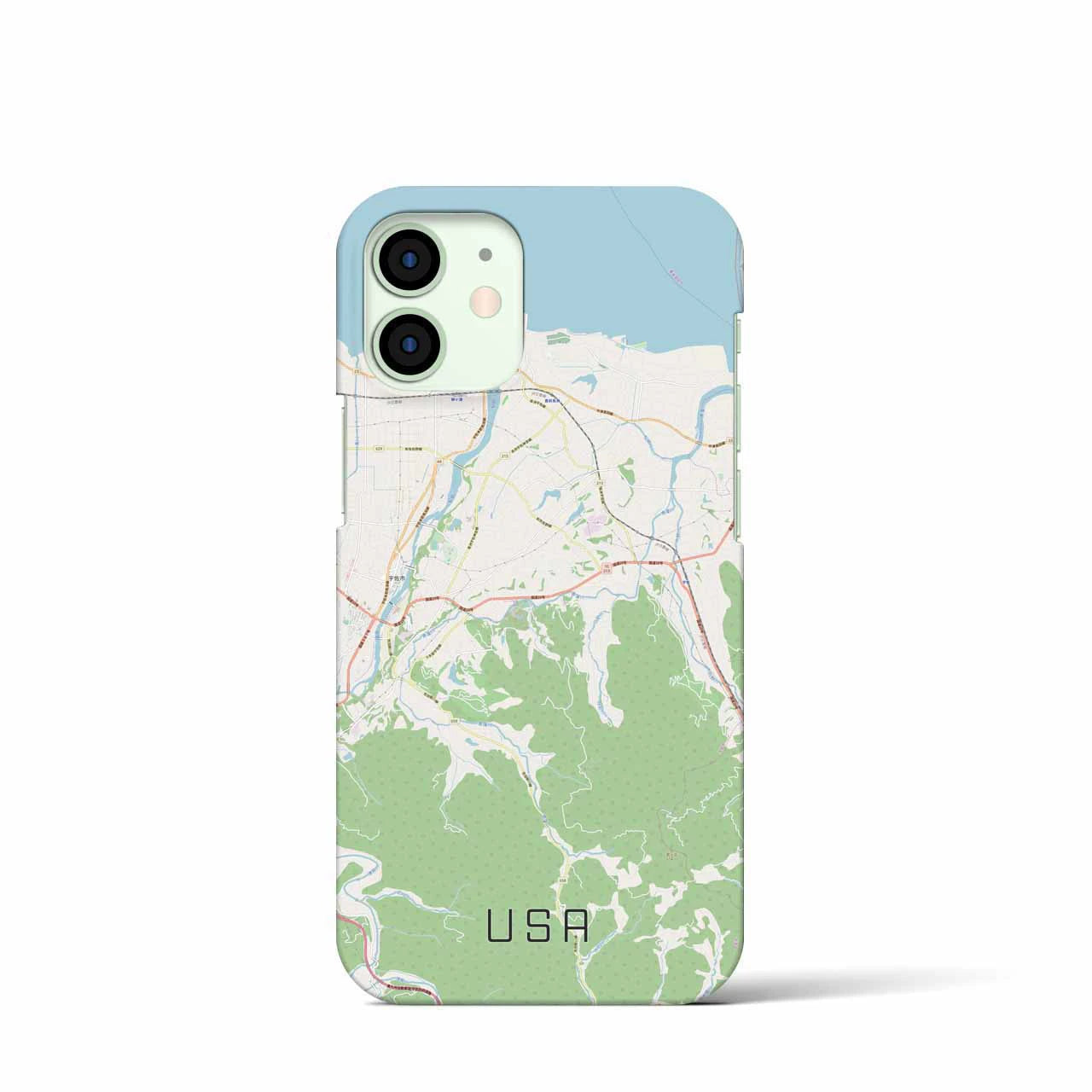 【宇佐】地図柄iPhoneケース（バックカバータイプ・ナチュラル）iPhone 12 mini 用