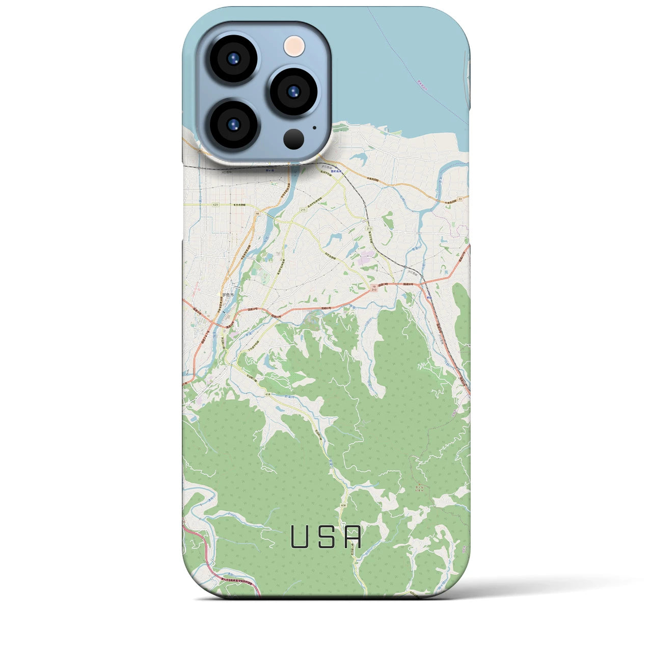【宇佐】地図柄iPhoneケース（バックカバータイプ・ナチュラル）iPhone 13 Pro Max 用