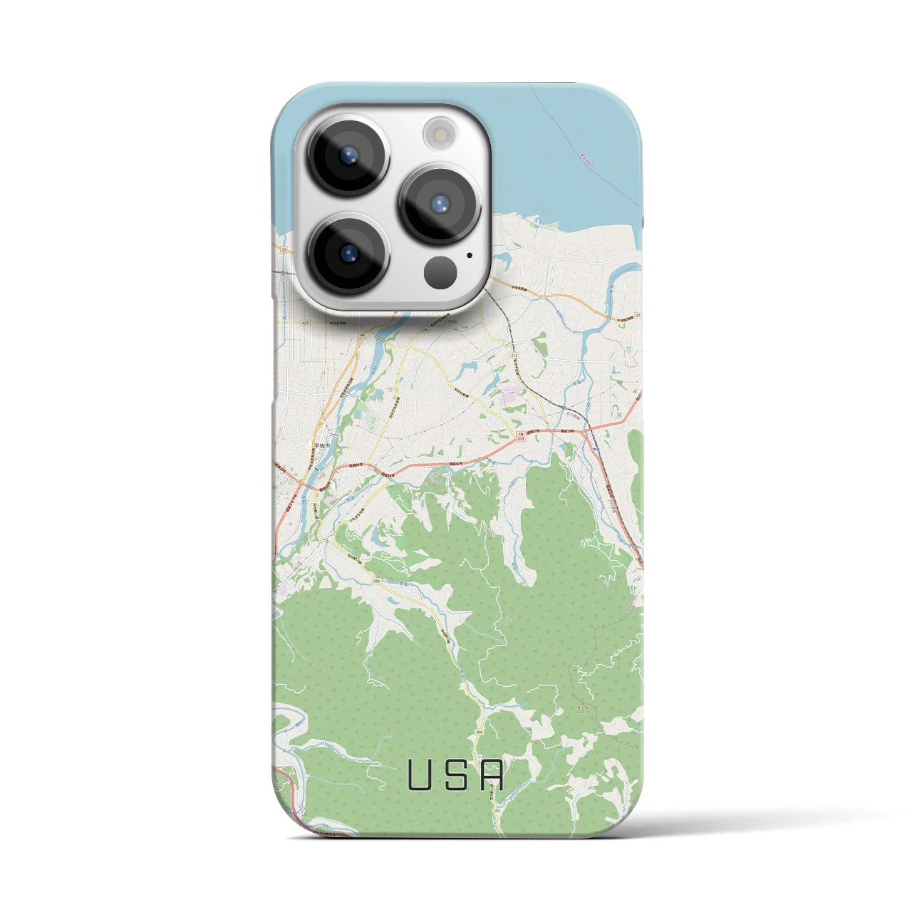 【宇佐】地図柄iPhoneケース（バックカバータイプ・ナチュラル）iPhone 14 Pro 用