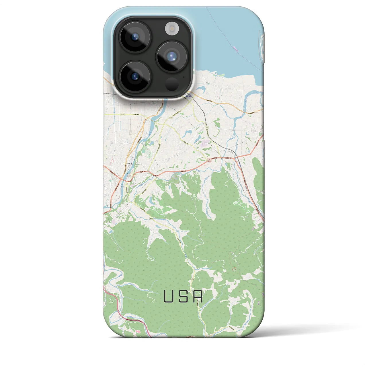 【宇佐】地図柄iPhoneケース（バックカバータイプ・ナチュラル）iPhone 15 Pro Max 用