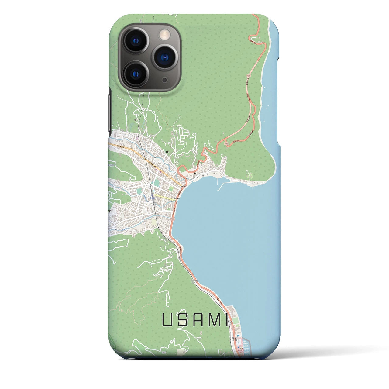 【宇佐美】地図柄iPhoneケース（バックカバータイプ・ナチュラル）iPhone 11 Pro Max 用