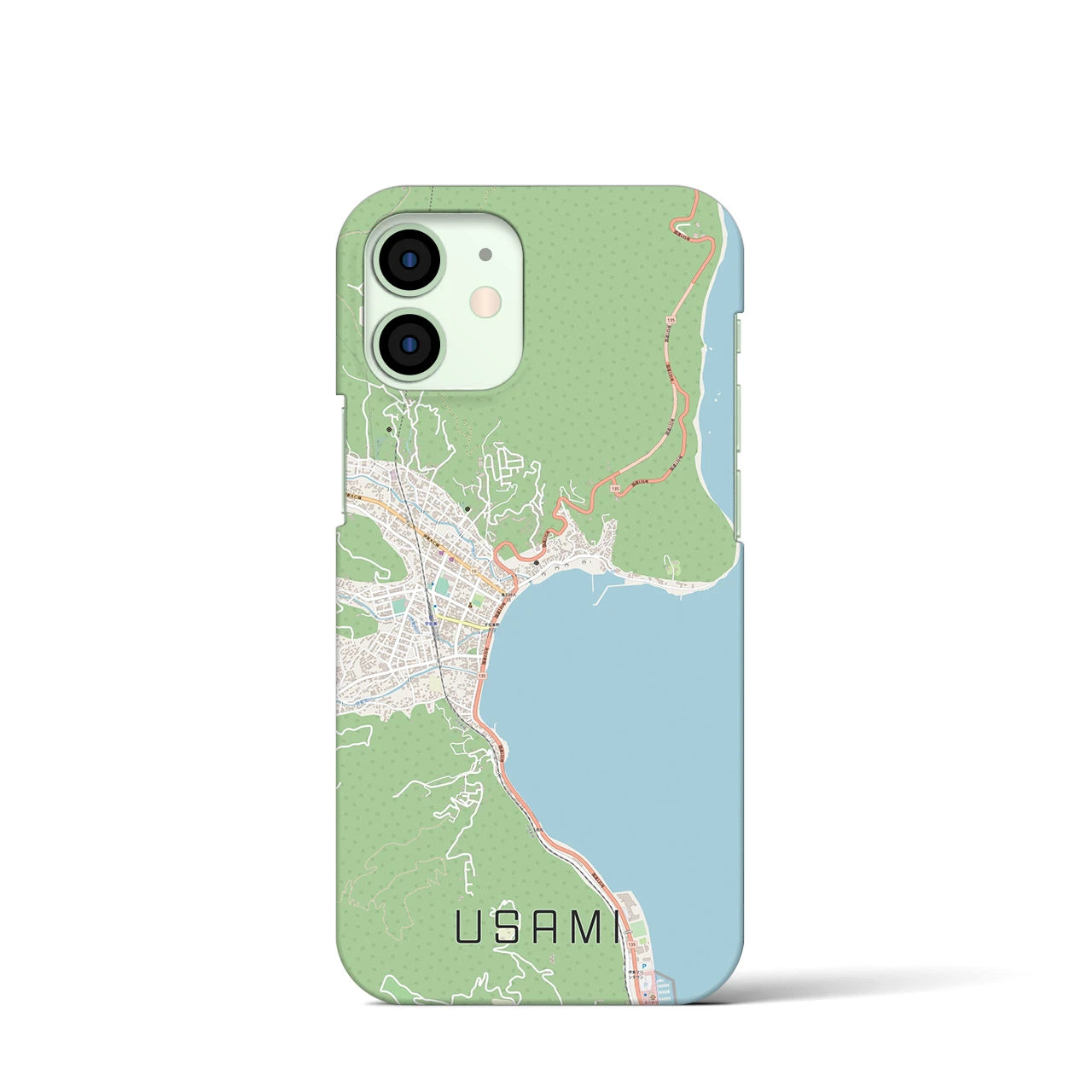 【宇佐美】地図柄iPhoneケース（バックカバータイプ・ナチュラル）iPhone 12 mini 用