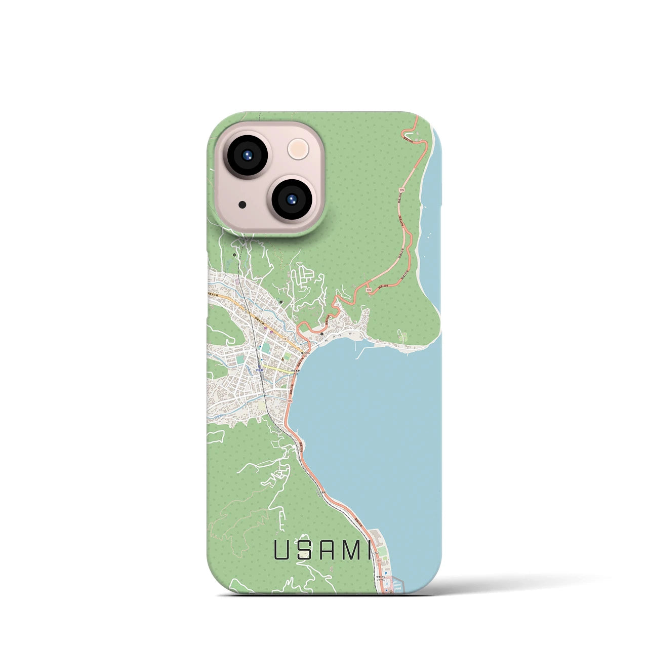 【宇佐美】地図柄iPhoneケース（バックカバータイプ・ナチュラル）iPhone 13 mini 用