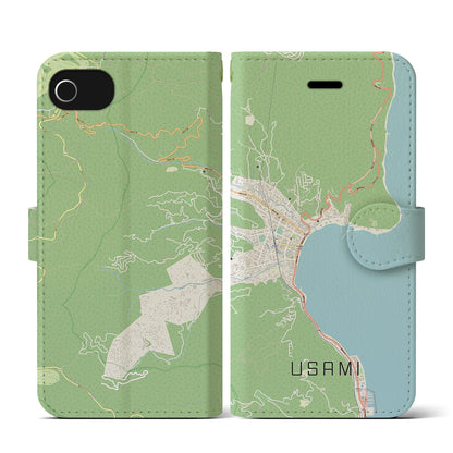 【宇佐美（静岡県）】地図柄iPhoneケース（手帳タイプ）ナチュラル・iPhone SE（第3 / 第2世代） / 8 / 7 / 6s / 6 用