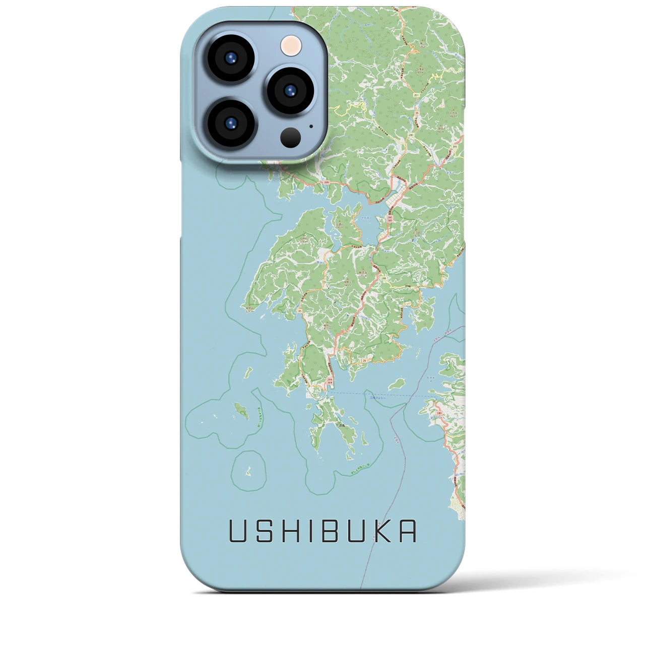 【牛深】地図柄iPhoneケース（バックカバータイプ・ナチュラル）iPhone 13 Pro Max 用