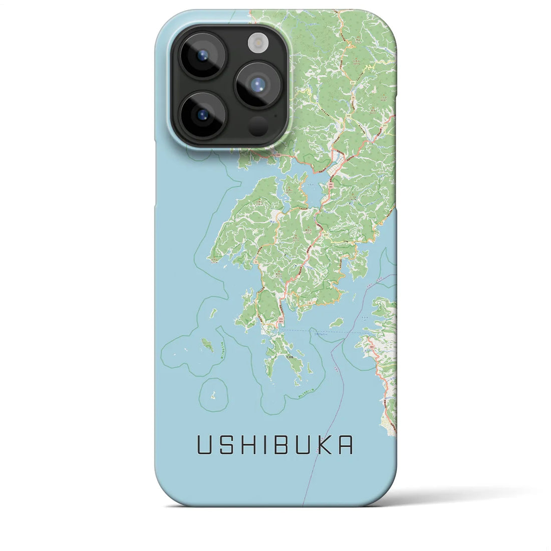【牛深】地図柄iPhoneケース（バックカバータイプ・ナチュラル）iPhone 15 Pro Max 用