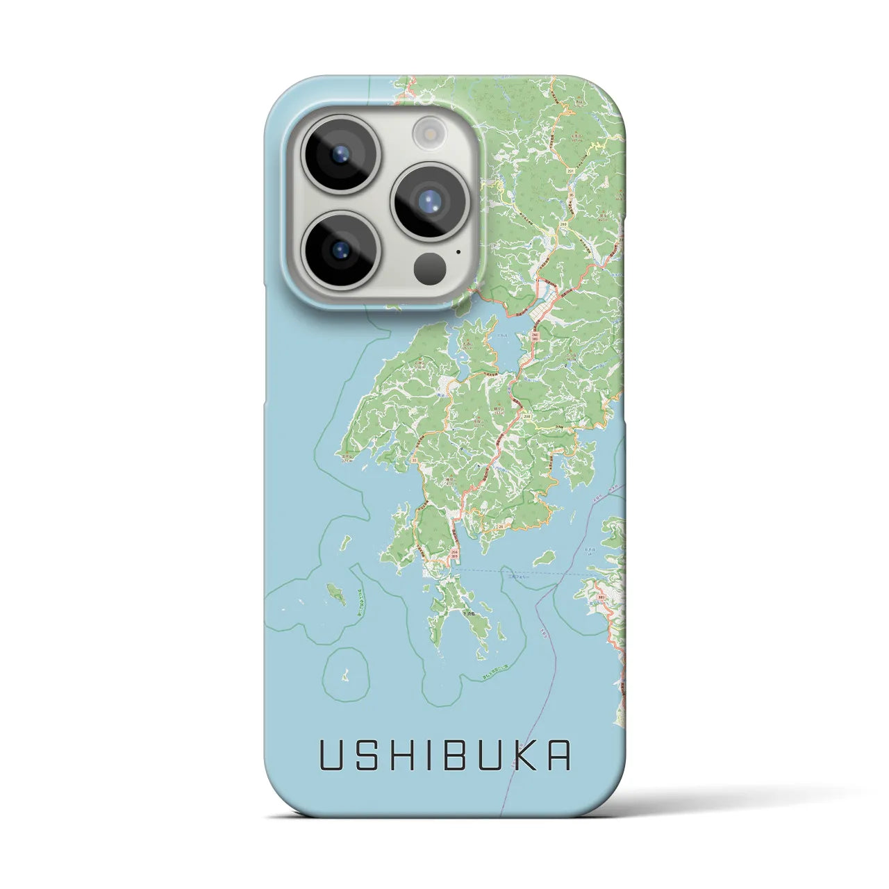 【牛深】地図柄iPhoneケース（バックカバータイプ・ナチュラル）iPhone 15 Pro 用