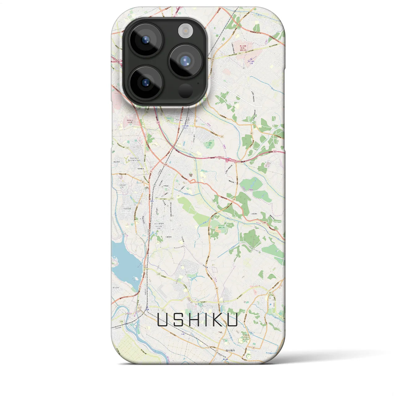 【牛久】地図柄iPhoneケース（バックカバータイプ・ナチュラル）iPhone 15 Pro Max 用