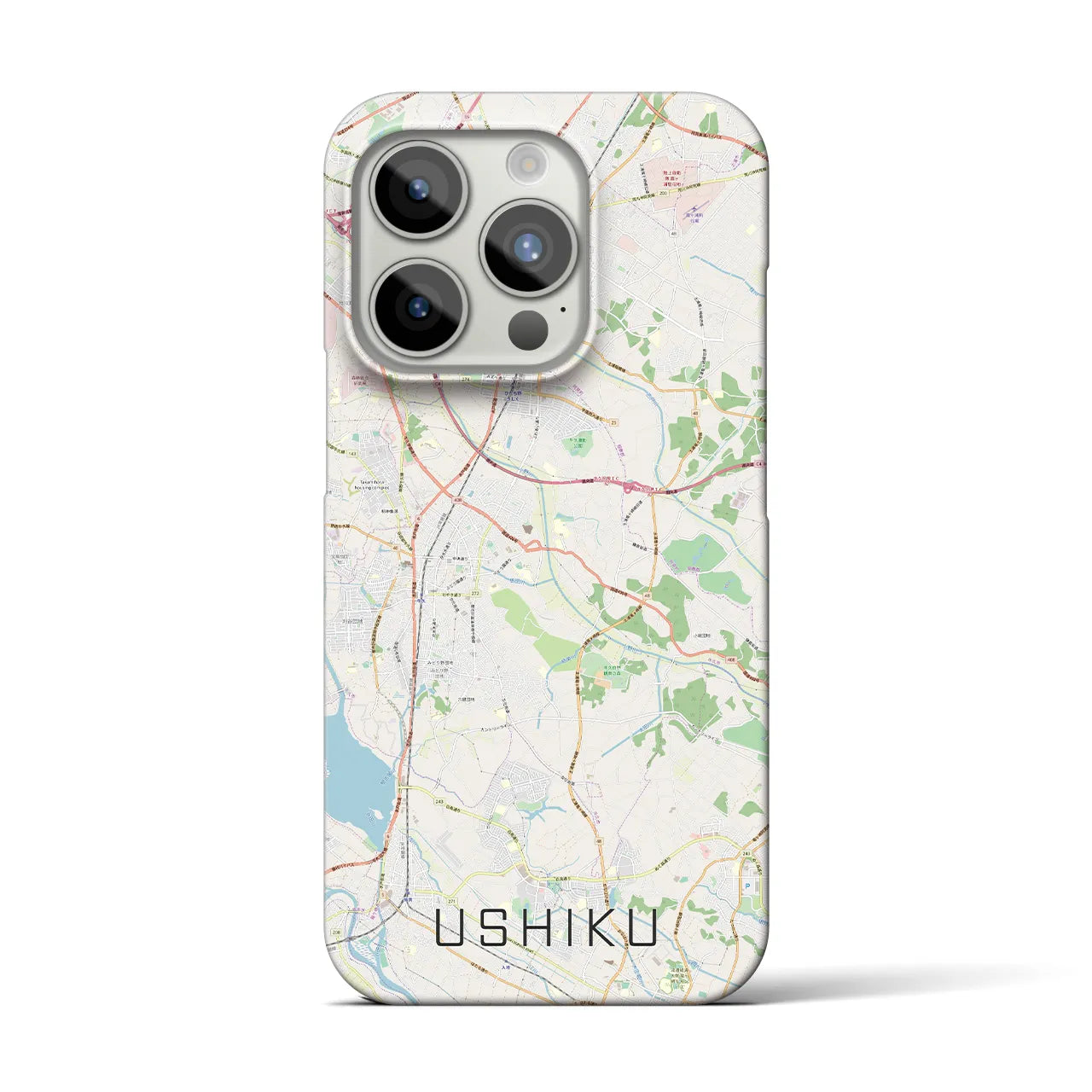 【牛久】地図柄iPhoneケース（バックカバータイプ・ナチュラル）iPhone 15 Pro 用