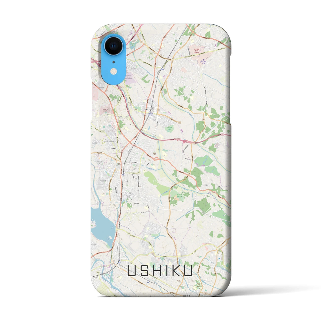 【牛久】地図柄iPhoneケース（バックカバータイプ・ナチュラル）iPhone XR 用