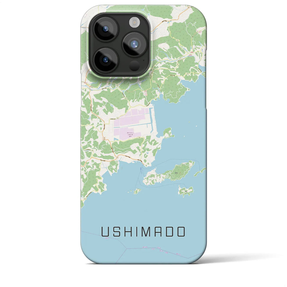 【牛窓】地図柄iPhoneケース（バックカバータイプ・ナチュラル）iPhone 15 Pro Max 用