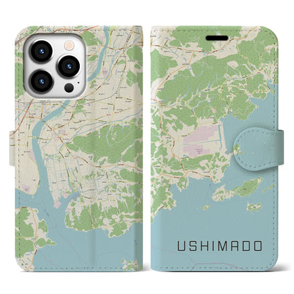 【牛窓（岡山県）】地図柄iPhoneケース（手帳タイプ）ナチュラル・iPhone 13 Pro 用