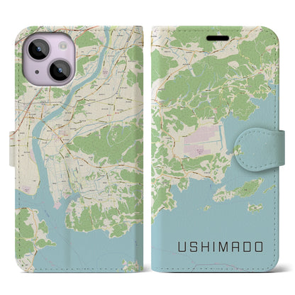 【牛窓（岡山県）】地図柄iPhoneケース（手帳タイプ）ナチュラル・iPhone 14 用
