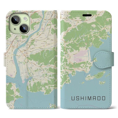 【牛窓（岡山県）】地図柄iPhoneケース（手帳タイプ）ナチュラル・iPhone 15 用