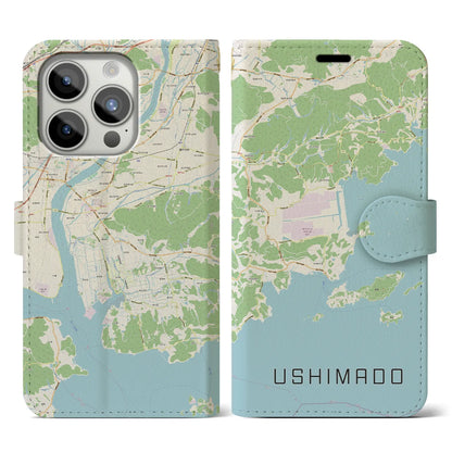 【牛窓（岡山県）】地図柄iPhoneケース（手帳タイプ）ナチュラル・iPhone 15 Pro 用