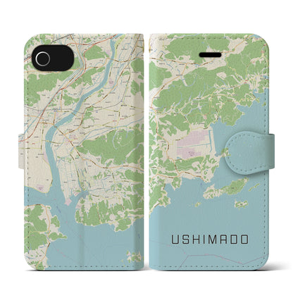 【牛窓（岡山県）】地図柄iPhoneケース（手帳タイプ）ナチュラル・iPhone SE（第3 / 第2世代） / 8 / 7 / 6s / 6 用