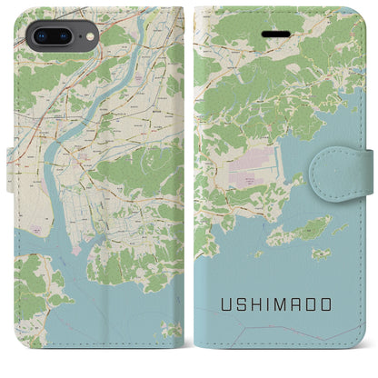 【牛窓（岡山県）】地図柄iPhoneケース（手帳タイプ）ナチュラル・iPhone 8Plus /7Plus / 6sPlus / 6Plus 用