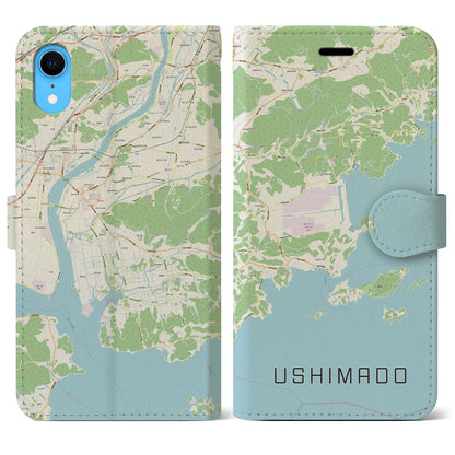 【牛窓（岡山県）】地図柄iPhoneケース（手帳タイプ）ナチュラル・iPhone XR 用