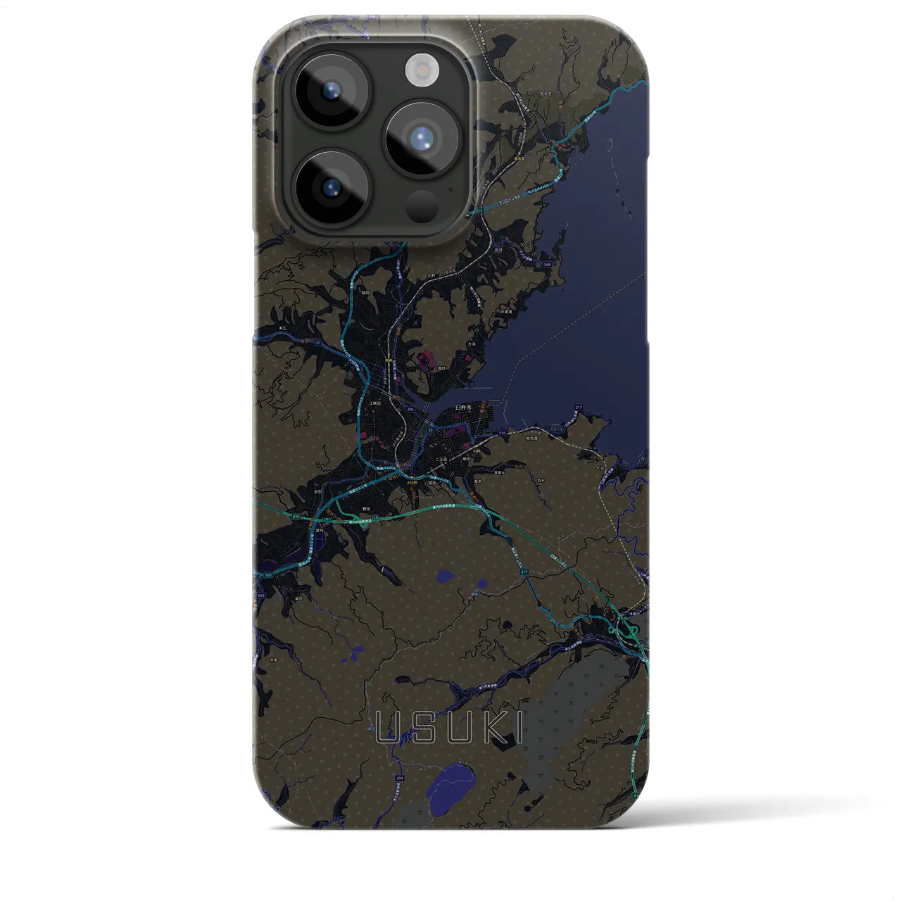 【臼杵】地図柄iPhoneケース（バックカバータイプ・ブラック）iPhone 15 Pro Max 用
