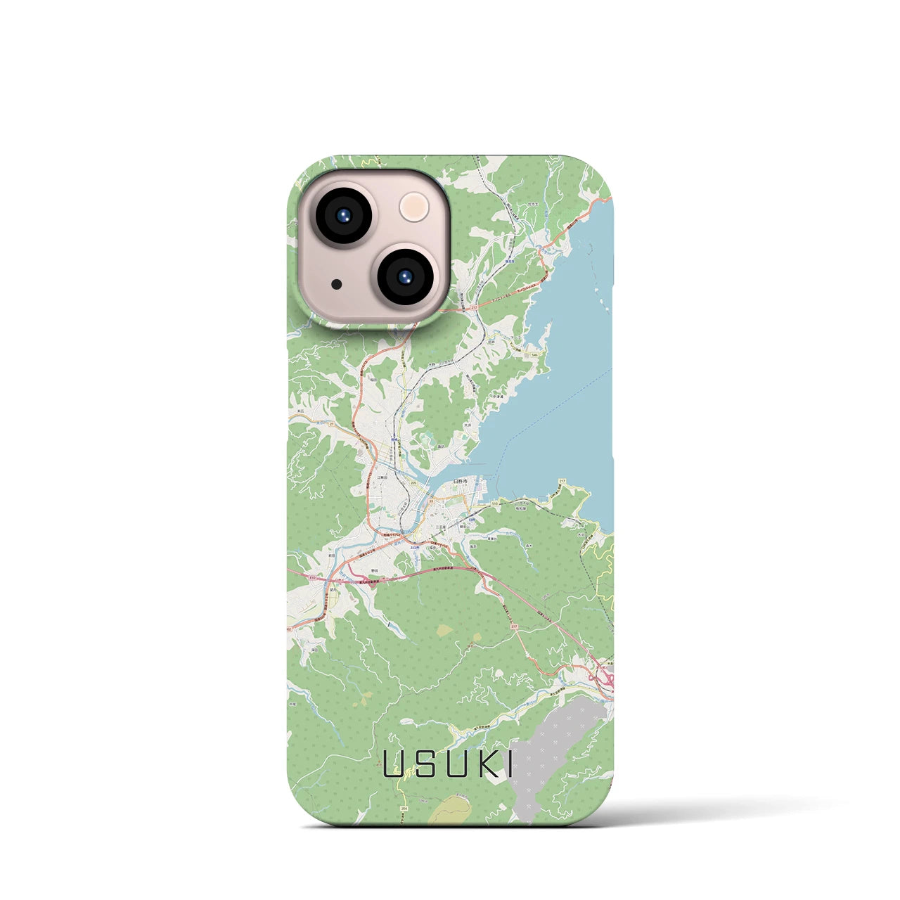 【臼杵】地図柄iPhoneケース（バックカバータイプ・ナチュラル）iPhone 13 mini 用