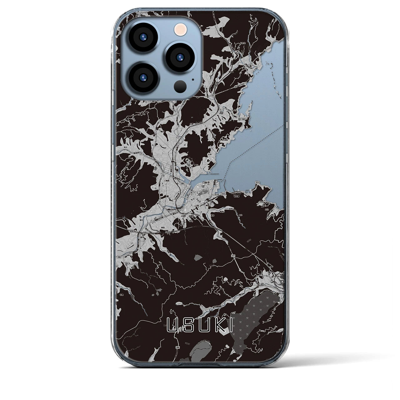 【臼杵】地図柄iPhoneケース（クリアタイプ・モノトーン）iPhone 13 Pro Max 用