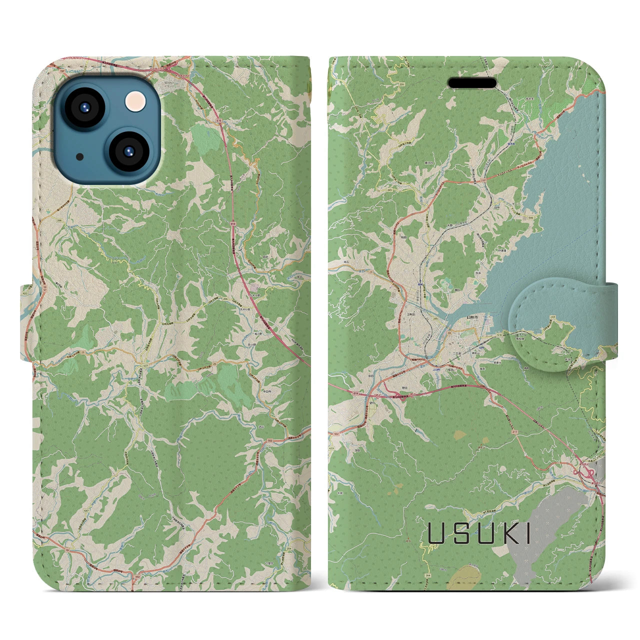 【臼杵】地図柄iPhoneケース（手帳両面タイプ・ナチュラル）iPhone 13 Pro 用