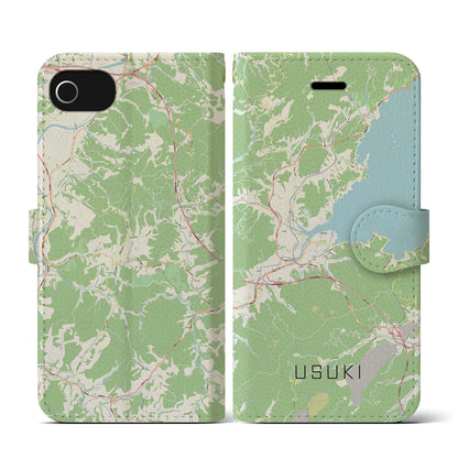 【臼杵（大分県）】地図柄iPhoneケース（手帳タイプ）ナチュラル・iPhone SE（第3 / 第2世代） / 8 / 7 / 6s / 6 用