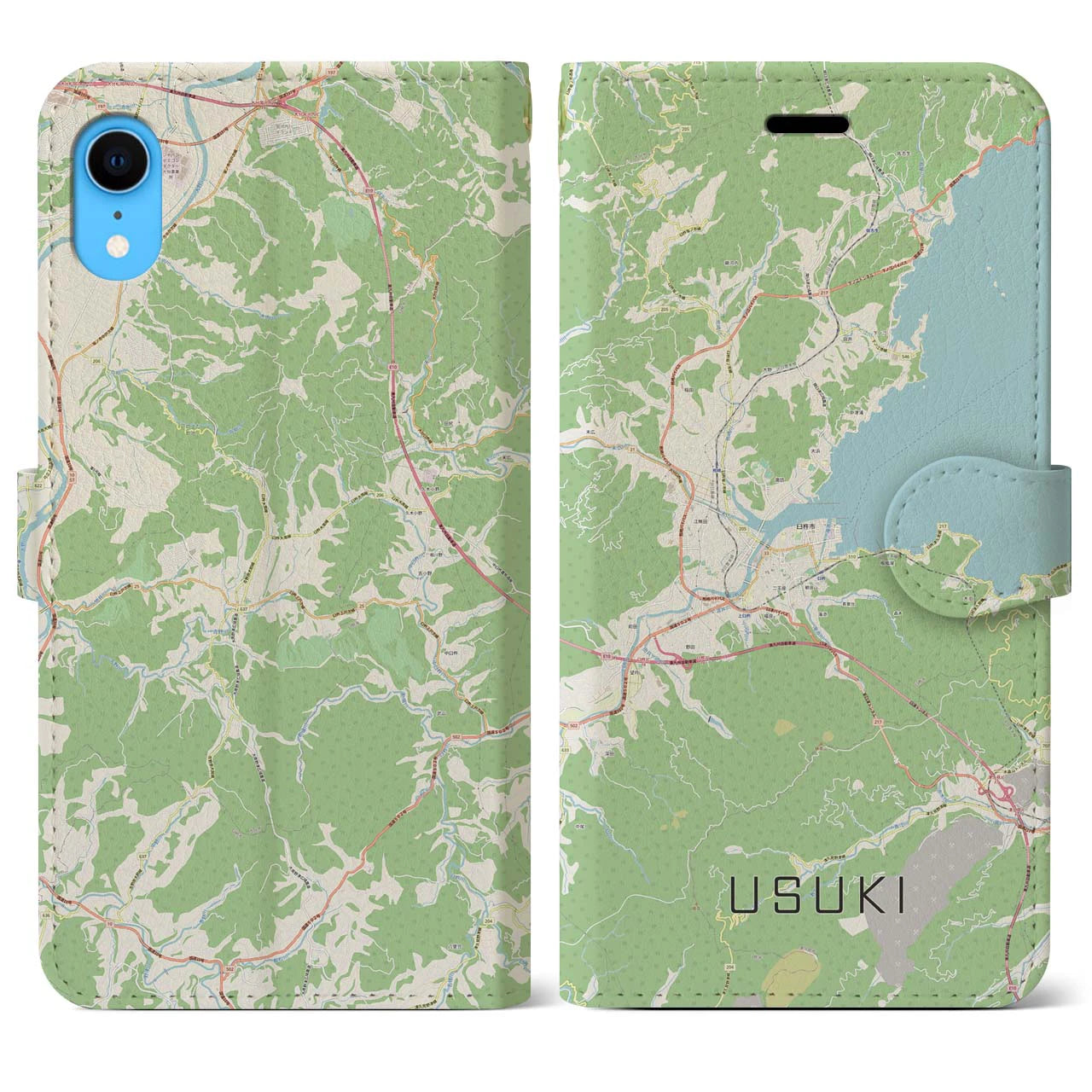 【臼杵】地図柄iPhoneケース（手帳両面タイプ・ナチュラル）iPhone XR 用