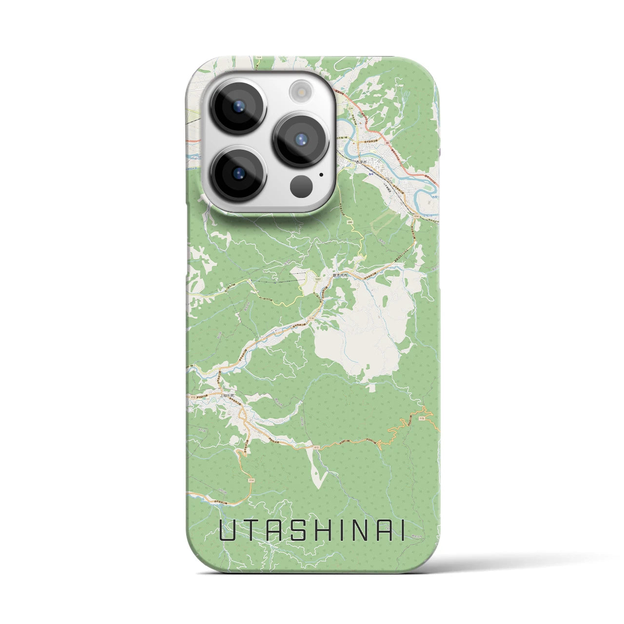 【歌志内】地図柄iPhoneケース（バックカバータイプ・ナチュラル）iPhone 14 Pro 用