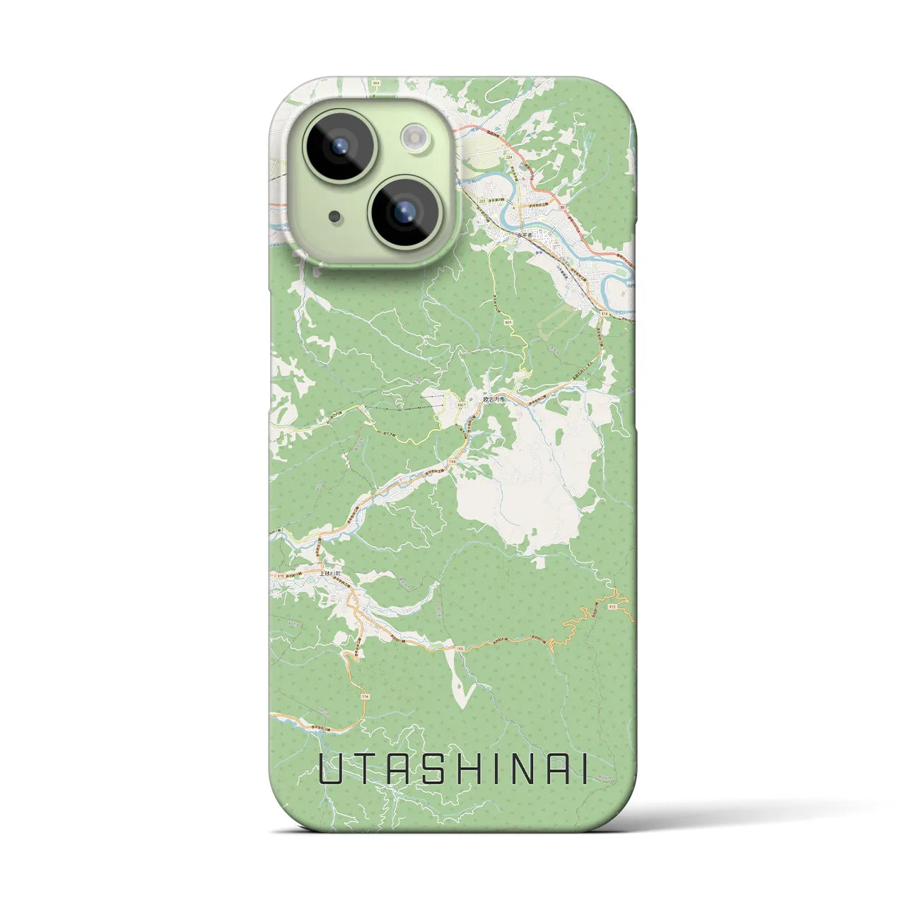 【歌志内】地図柄iPhoneケース（バックカバータイプ・ナチュラル）iPhone 15 用
