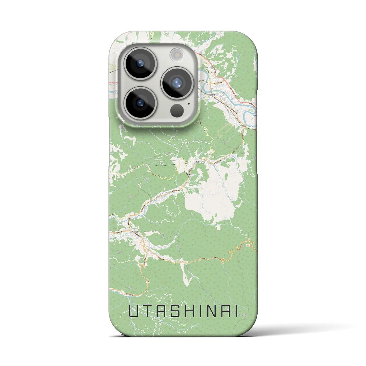 【歌志内】地図柄iPhoneケース（バックカバータイプ・ナチュラル）iPhone 15 Pro 用