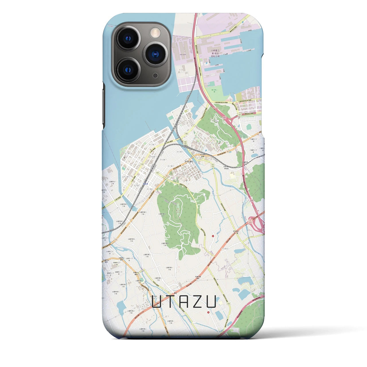 【宇多津】地図柄iPhoneケース（バックカバータイプ・ナチュラル）iPhone 11 Pro Max 用