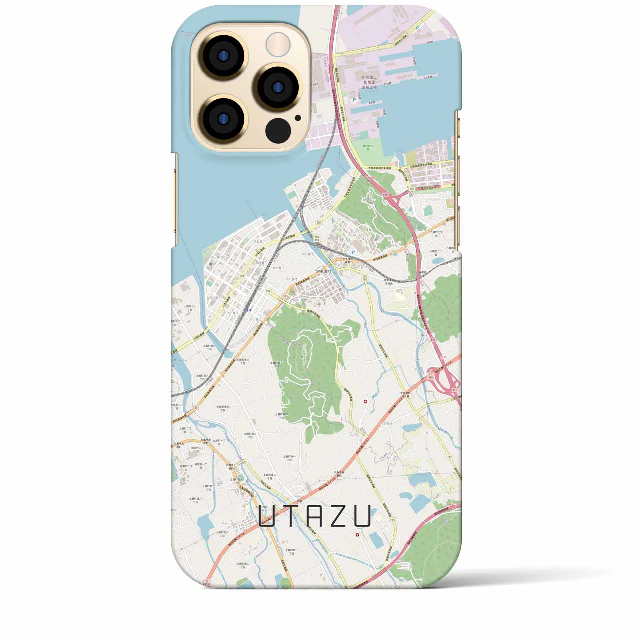 【宇多津】地図柄iPhoneケース（バックカバータイプ・ナチュラル）iPhone 12 Pro Max 用