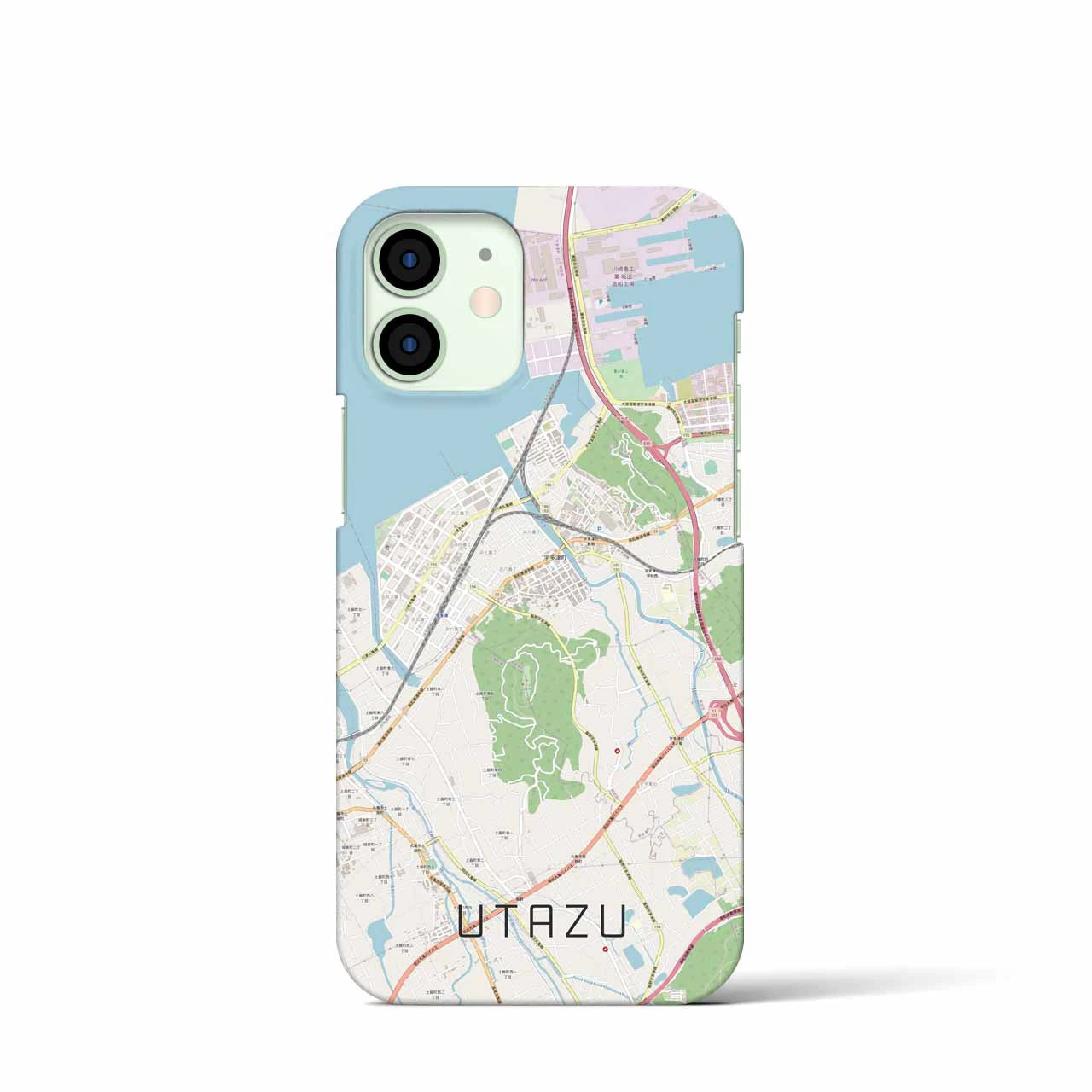 【宇多津】地図柄iPhoneケース（バックカバータイプ・ナチュラル）iPhone 12 mini 用