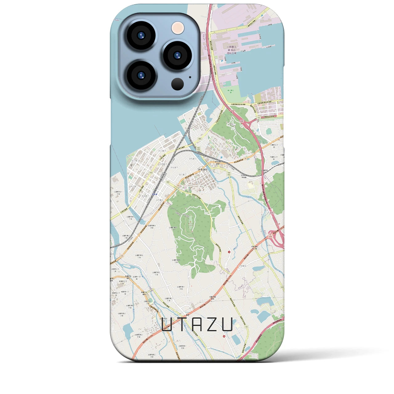 【宇多津】地図柄iPhoneケース（バックカバータイプ・ナチュラル）iPhone 13 Pro Max 用