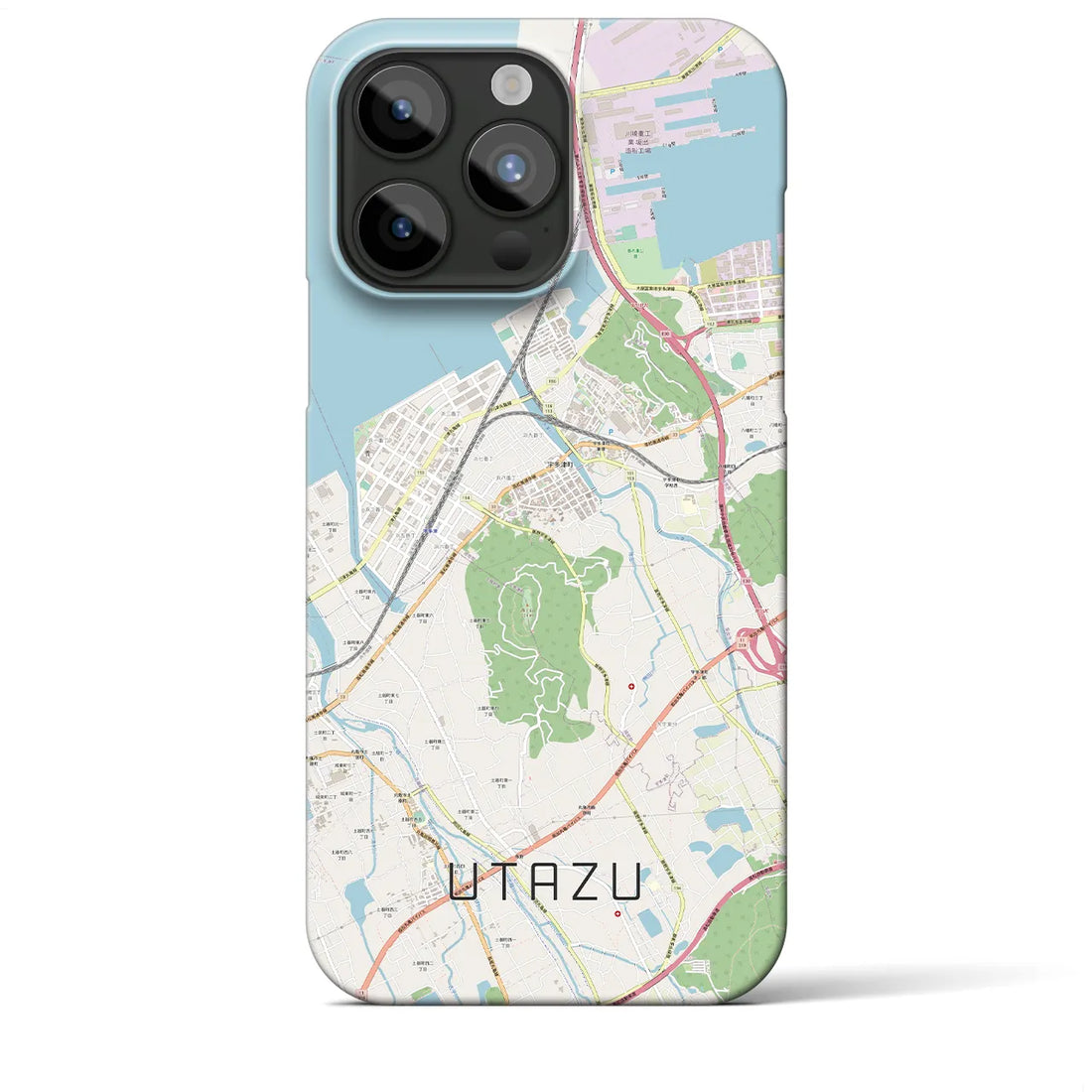 【宇多津】地図柄iPhoneケース（バックカバータイプ・ナチュラル）iPhone 15 Pro Max 用