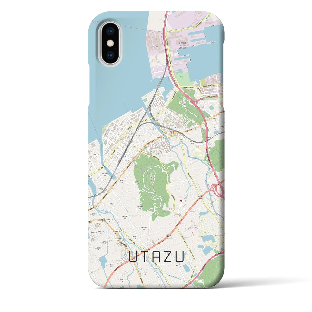 【宇多津】地図柄iPhoneケース（バックカバータイプ・ナチュラル）iPhone XS Max 用