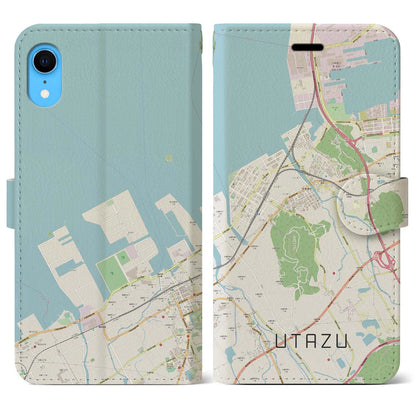 【宇多津（香川県）】地図柄iPhoneケース（手帳タイプ）ナチュラル・iPhone XR 用