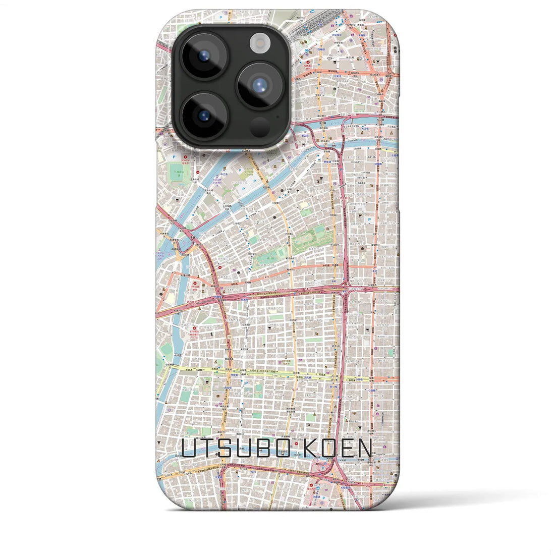 【靱公園】地図柄iPhoneケース（バックカバータイプ・ナチュラル）iPhone 15 Pro Max 用