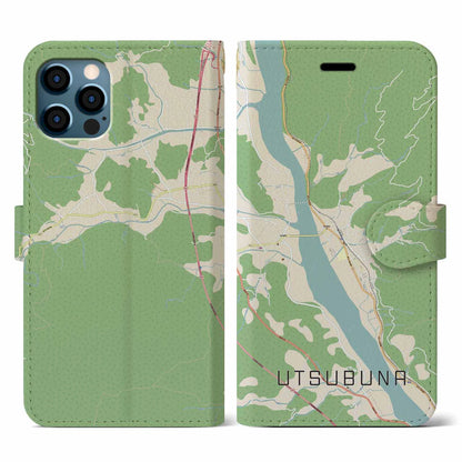 【内船（山梨県）】地図柄iPhoneケース（手帳タイプ）ナチュラル・iPhone 12 / 12 Pro 用