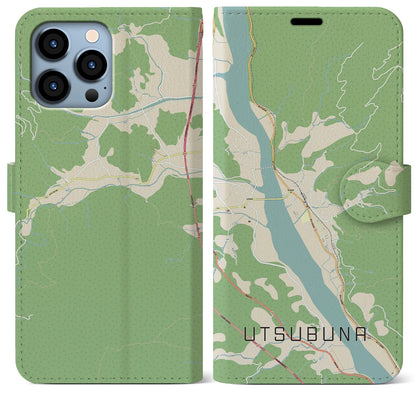 【内船（山梨県）】地図柄iPhoneケース（手帳タイプ）ナチュラル・iPhone 13 Pro Max 用