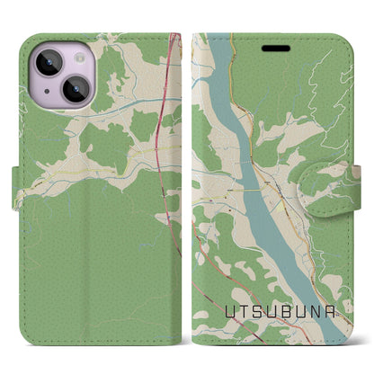 【内船（山梨県）】地図柄iPhoneケース（手帳タイプ）ナチュラル・iPhone 14 用